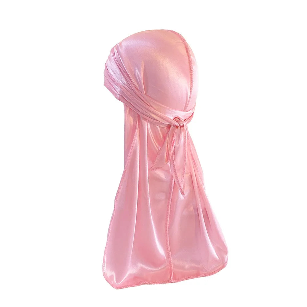 1-4Pcs New Silk Plus (High-Density) Durag Bandana Turban Hat Men Breathable Long Tail Doo Rag for men Durags Pirate Hat Headband