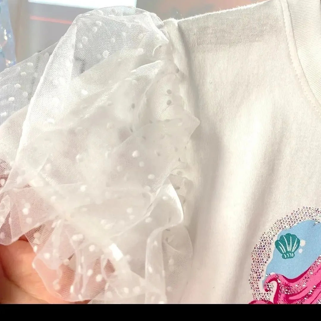 2025 Neues Mädchen-T-Shirt Kurzarm Frühling/Sommer Kinderkleidung Neuer Stil Super Western Glitzer-Fischschwanzrock