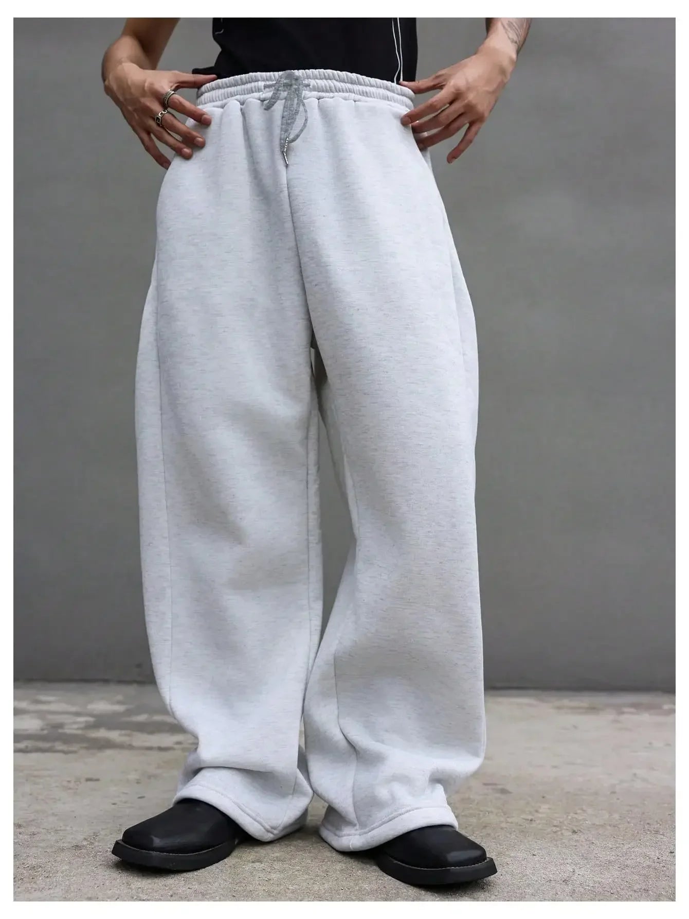Pantalon de survêtement large Y2K Harajuku pour femmes, streetwear, ample, surdimensionné, gris, de sport, taille haute, avec cordon de serrage, décontracté