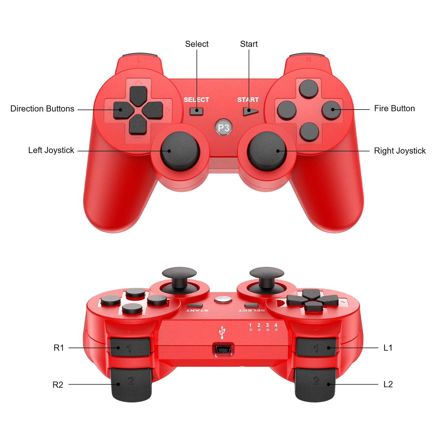 GOMROMBO Game Controller For Playstation 3/PS3/PC/Android Wireless BT Gamepad 6 Axis Gyro Dual Motor Vibration Gaming Joystick