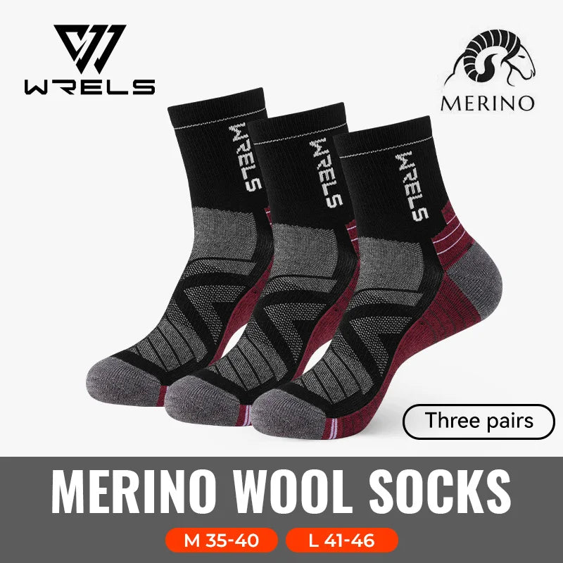 WRELS 1/2/3 Paare Merinowolle Socken Thermische Warme Winter Hohe Elastische Dicke Wandersocken Feuchtigkeitsaufnahme Wollsport Socken