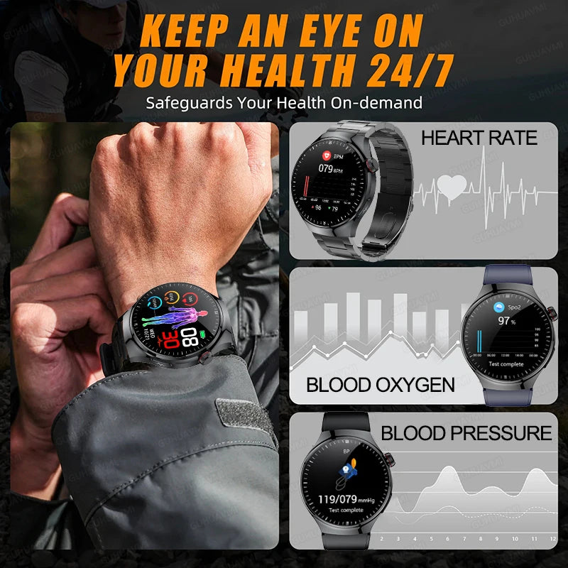 Montre Intelligente de Soins Infirmiers 2025 Montre connectée Santé, oxygène sanguin, lipides sanguins, acide urique, ECG+PPG, température corporelle, appel Bluetooth