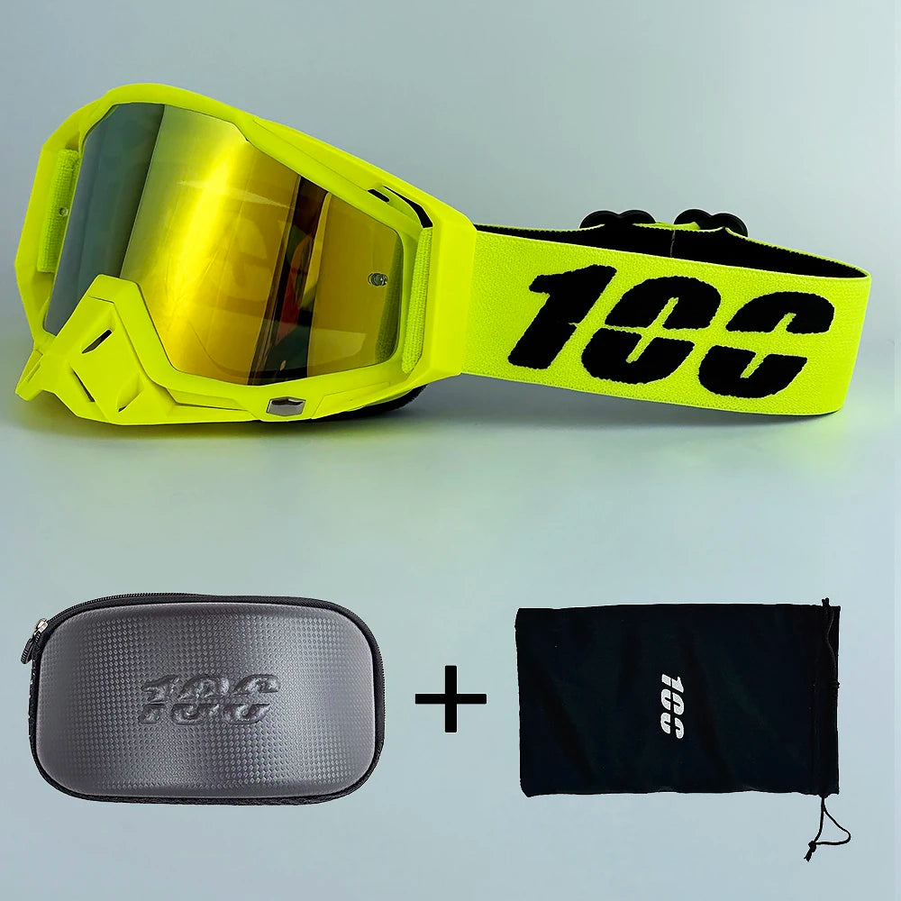 100 Masques de Motocross Lentille HD Homme Lunettes de Moto Lunettes de Protection Femme Moto MX VTT Lunettes de Soleil Accessoires Vélo Tout Terrain