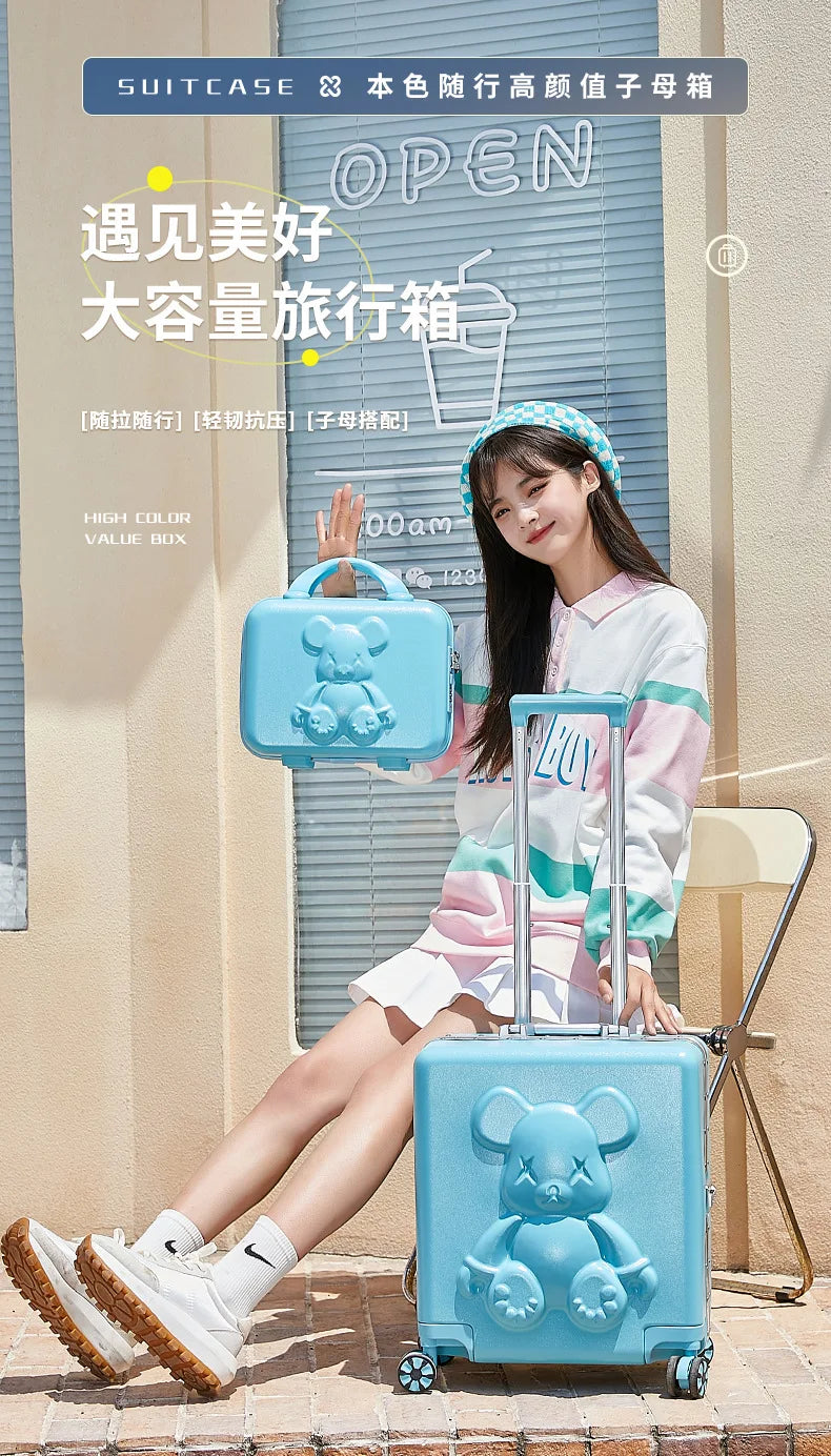 Nouvelle valise trolley universelle à roulettes 18 pouces 2024, sac de maquillage cabine pour hommes et femmes