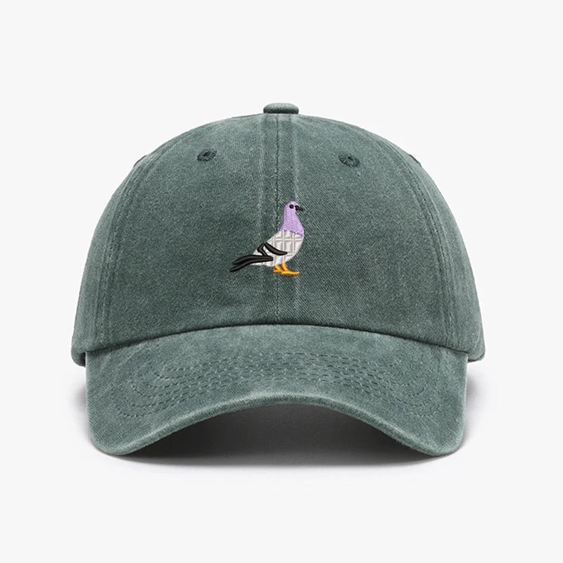 Casquettes de baseball vintage brodées motif Pigeon Printemps Hommes Femmes Chapeau de soleil délavé Pare-soleil Sport Pêche Chapeau de papa