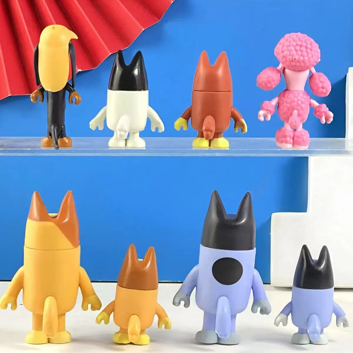 Nouvelle famille mignonne The Bruy Figurine d'action de dessin animé Bingo aux yeux bleus Poupée modèle Jouets animés pour enfants Cadeau d'anniversaire de Noël 8/12pcs un ensemble