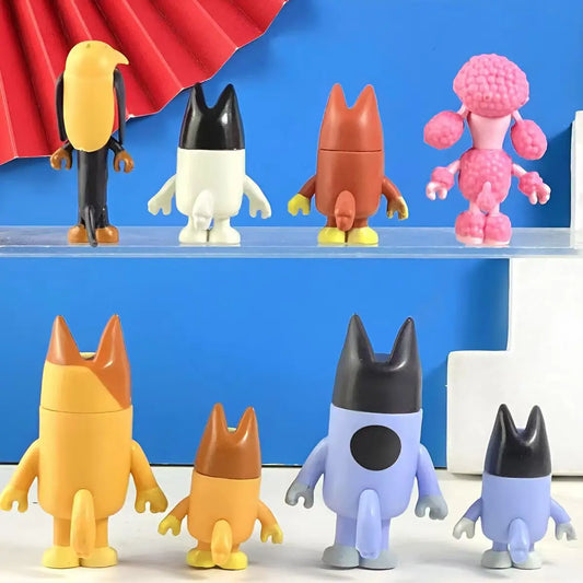 New Cute The Bruy family Action Figure Cartoon Blueyed Bingo Model Doll Anime Toys For Kids Birthday Xmas Gift 8/12pcs a set