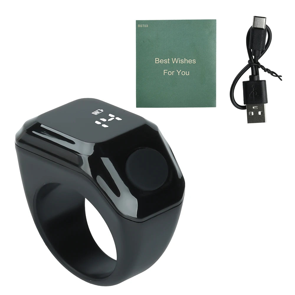 Tragbarer Bluetooth Zählordner Zeiterinnerung Digitalanzeige Zähler Smart APP Ringzähler Tragbarer Tasbih Zikr Ring Misbah