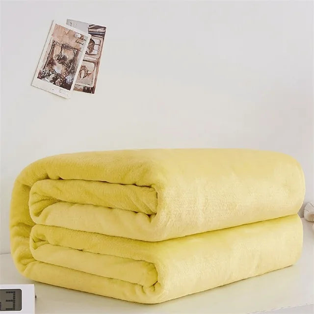Couvertures en flanelle polaire corail 230 g/m² pour lits, couleur unie bleue rose, douce, chaude et fine, couvre-lit, housse de canapé, couverture plaid en fausse fourrure.
