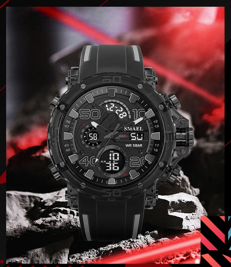 Montres Militaires Hommes Montre 2025 Nouvelle 50M Étanche Chronomètre Alarme Lumière LED Montres Digitales 8136 Montre Sport Homme