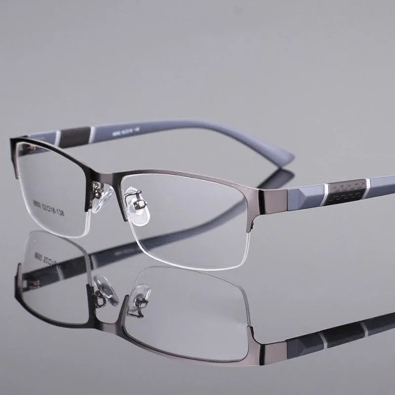 Herren Halb-Rand Lesebrille aus Metall Business Stil Männlich Vintage Weitsicht Presbyopie Anti-Blau HD TR90 Dioptrien Brille
