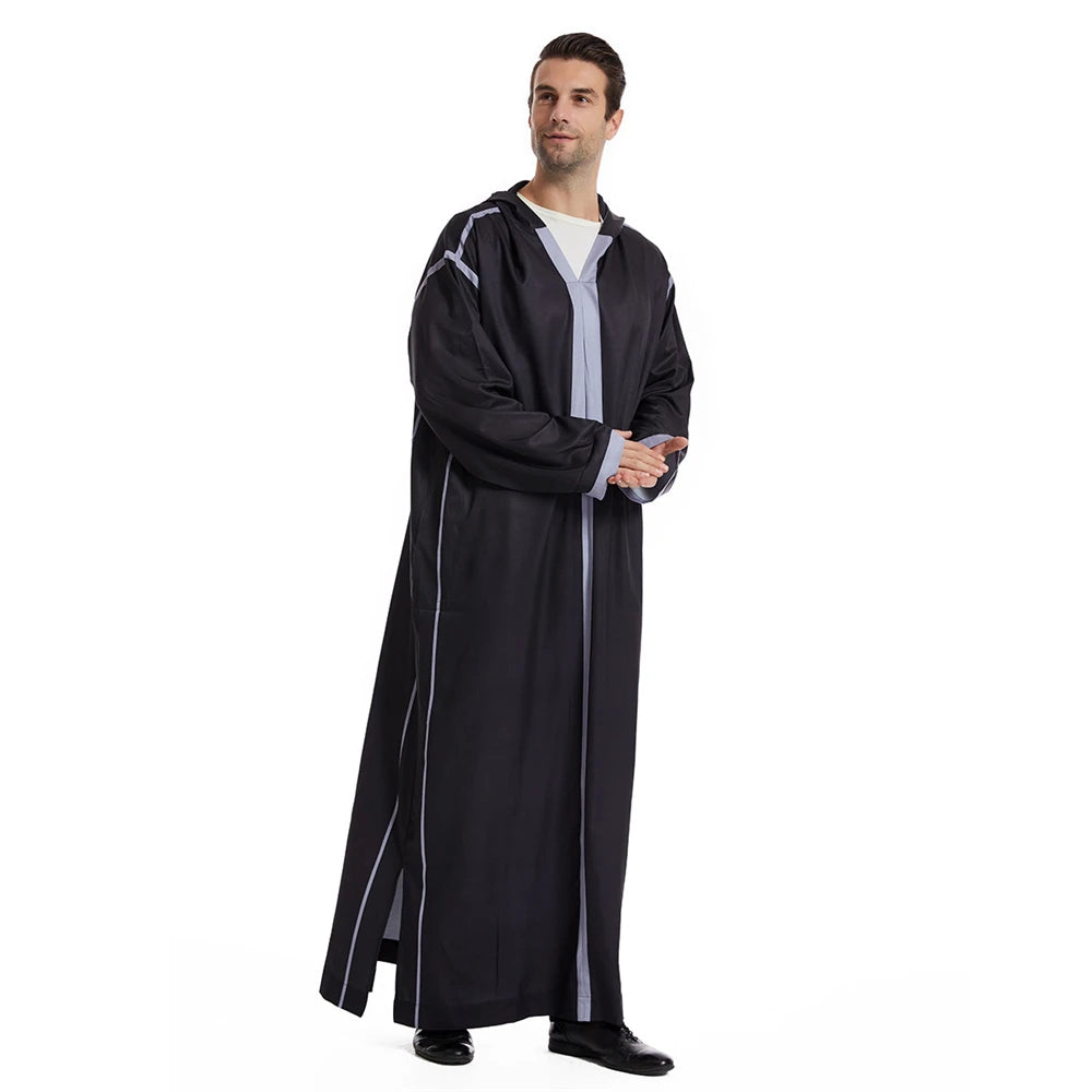 Islam Herren Kapuzen Maxikleid Jubba Thobe Saudi Arabisches Gewand Marokko Kaftan Dubai Türkei Abaya Muslimische Kleidung Ramadan Abayas Kleid