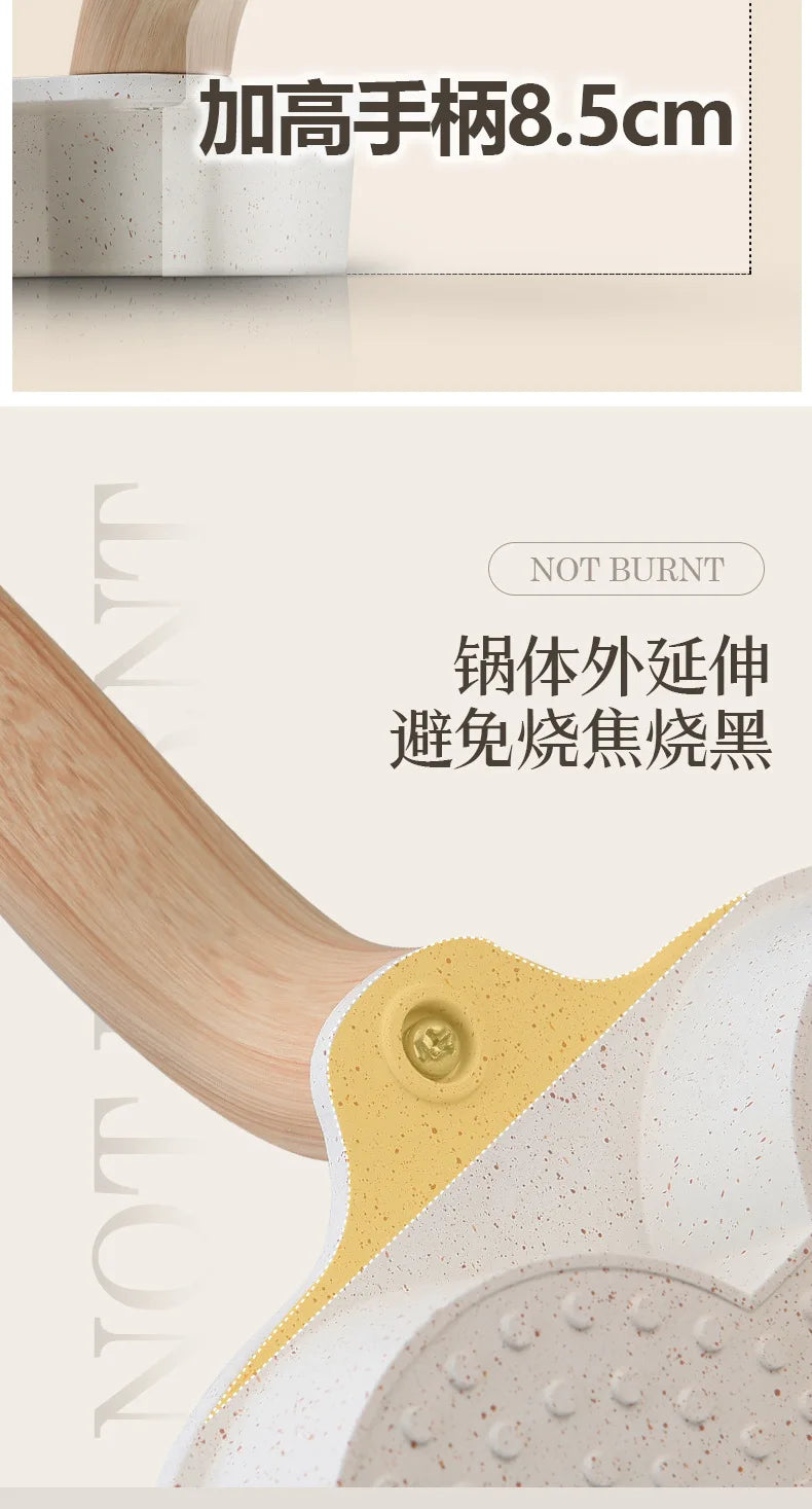 Household Maifan stone four-hole frying pan, non-stick pan, breakfast egg hamburger small frying pan, steak pan