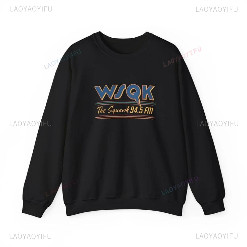 WSQK The Squawk 94.5 FM Radio Sweatshirt Wsqk Unisex Sweatshirts Vintage Sci-Fi Crewneck 80er Nostalgie Sweater Retro Shirt Geschenk