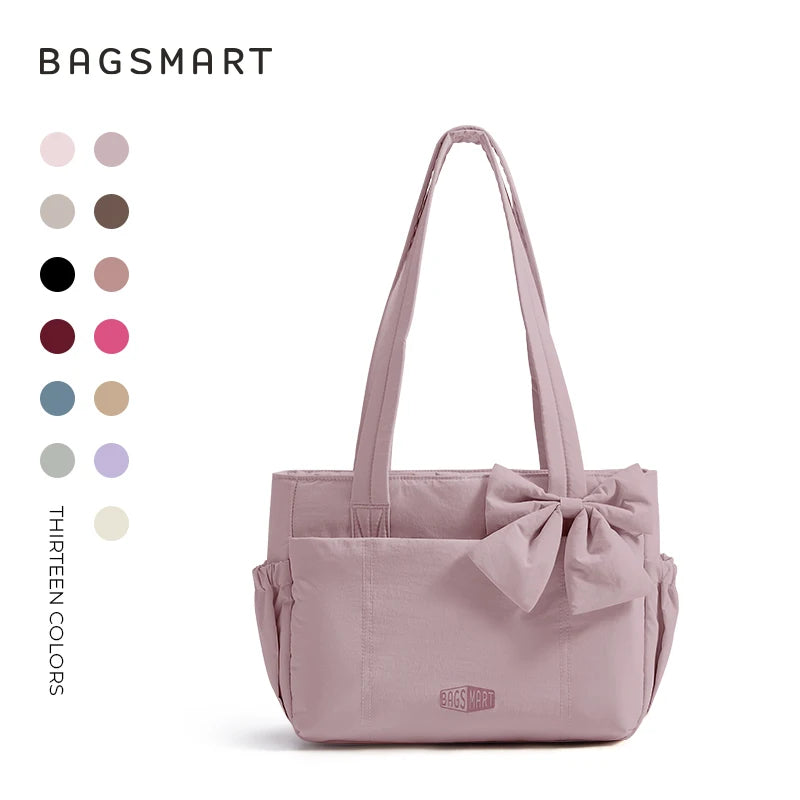 BAGSMART Sac fourre-tout trois tailles avec plusieurs poches, sac à main gonflé, sac à bandoulière décontracté, sac fourre-tout grande capacité