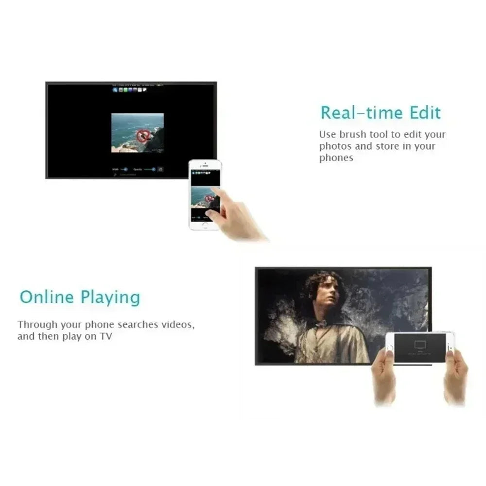 Portable 1080P HD TV Stick Video Receiver Display Screen Samll WiFi Dongle Adapter for Android/iOS Smart TV Box Miracast Chrome