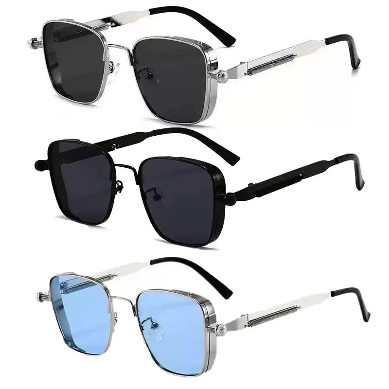 New Eyeglasses Vintage Steampunk Square Metal Sunglasses Fashionable Versatile Unisex Eyewear Unique Statement Style Sun Glasses
