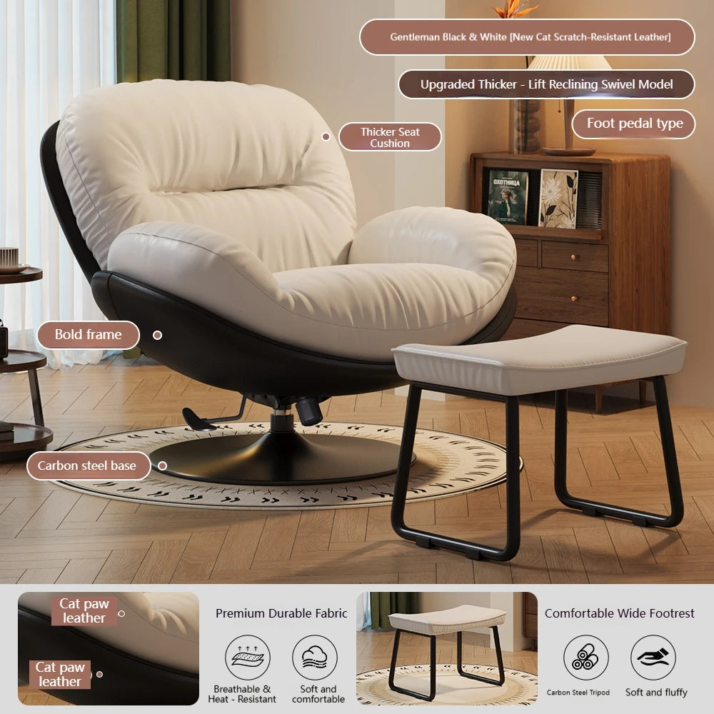 Luxuriöser Wohnzimmer Sessel Weich Liegender Relaxsessel für Zuhause Höhenverstellbar Moderner Schlafzimmer Drehstuhl Sofasessel Möbel
