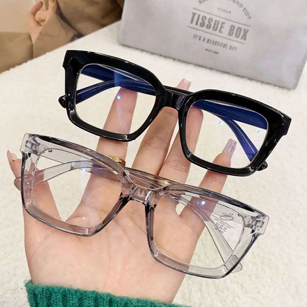 Neue oversized quadratische Brille, Anti-Blaulicht-Brille, große Rahmen, Myopie-Brille, Brille mit flachem Licht, transparente Brille