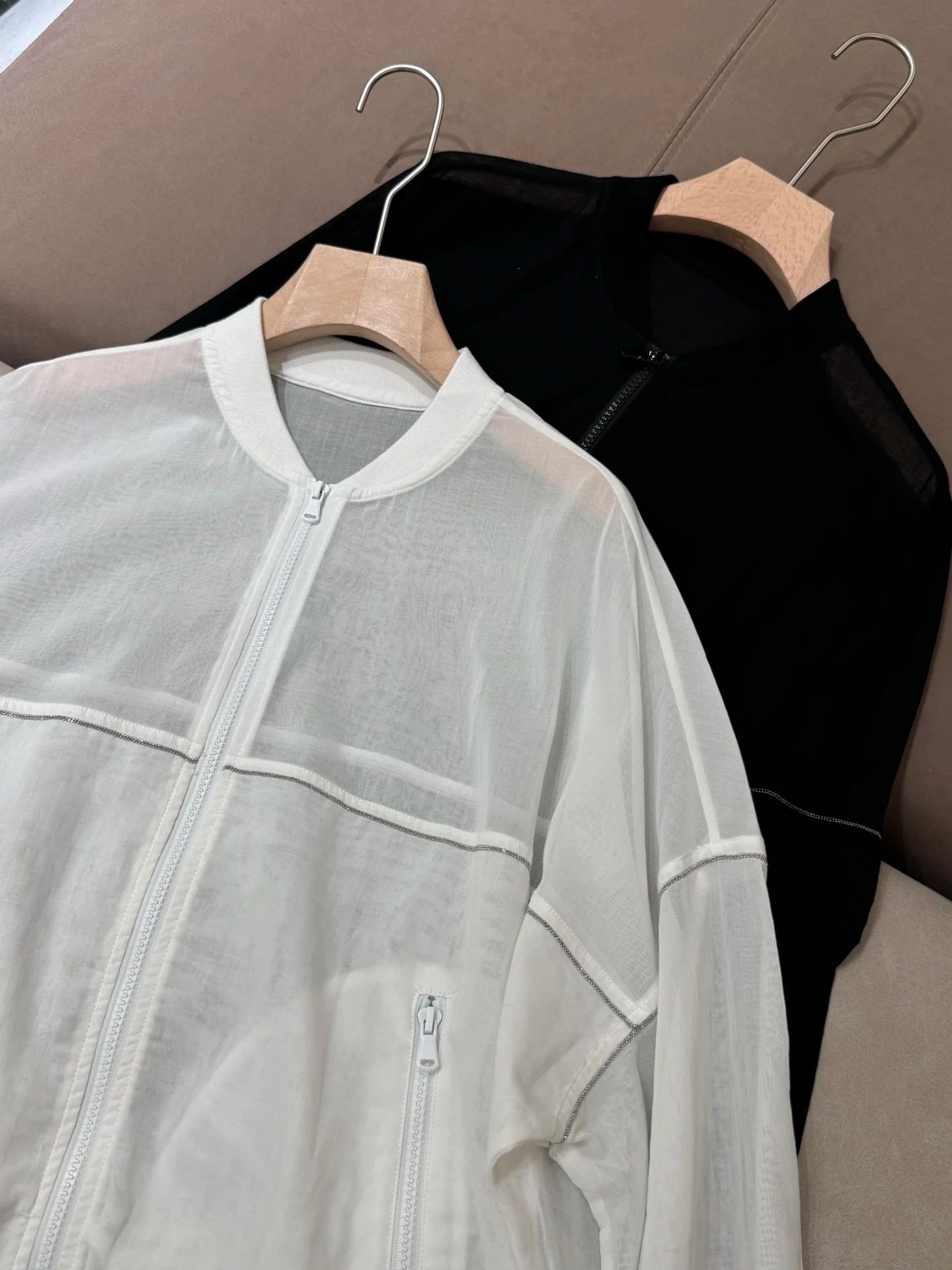 Spring Summer 2025 Women's Thin Cotton Sun Protection Suit Long Sleeve Zipper Jacket + Drawstring Straight Pants 2-Piece Set
