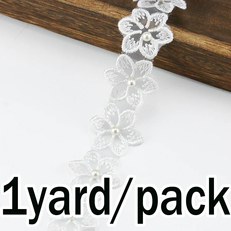 (1 Yards/roll) Width 3.4cm Color Nail Bead Eugen Yarn Six Flap Lace Clothing Matching Design Sense Girl Diy