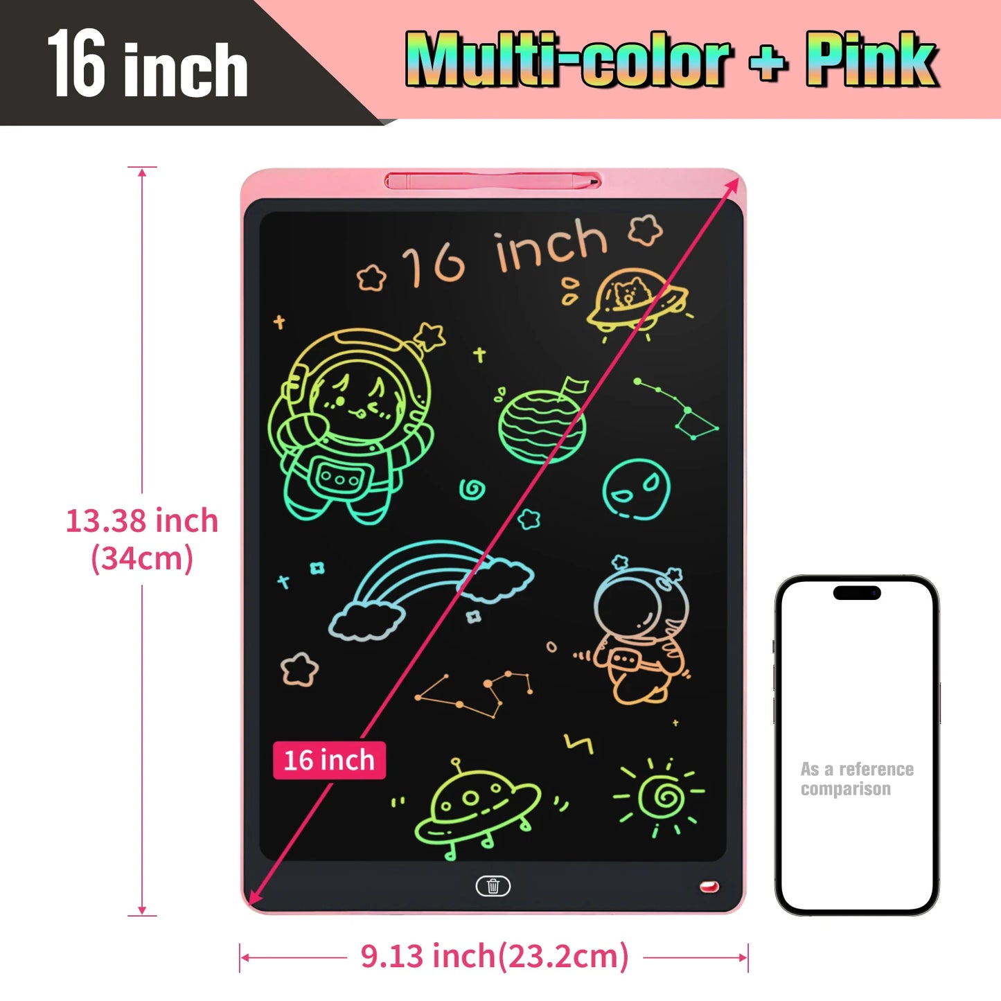 16/20 Inch Writing Board Drawing Tablet for Kids, Large Electronic Drawing Pad with Colorful Screen, Digital Graphic Tablets Toy