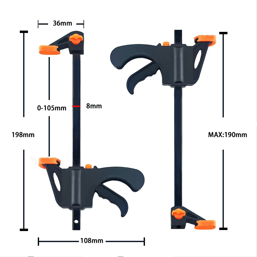 Serre-joints de menuisier style F 4/6/8 pouces - Ensemble de barres de travail rapides en nylon pour la connexion de verre et de panneaux en bois - Serre-joints portables