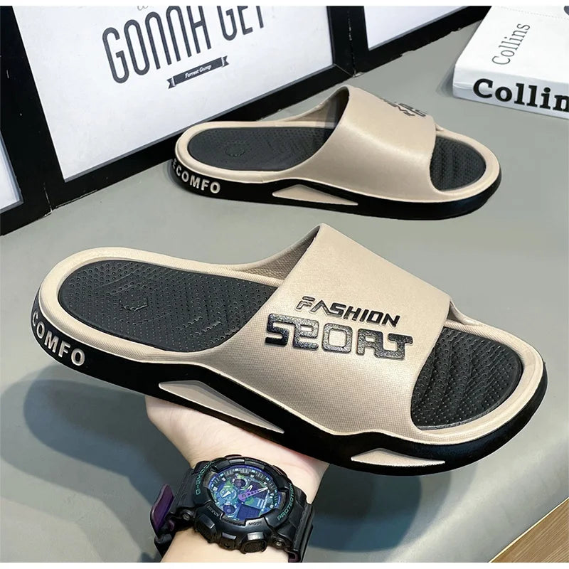 Fashion&Sports Herren Sommerslipper Rutschfeste PVC-Robuste Hausschuhe Outdoor-Strand-Flip-Flops für Herren Bequeme Hausschuhe