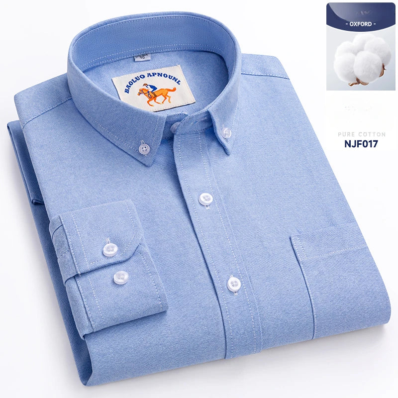 Chemises Oxford à manches longues en 100 % coton pour homme, grandes tailles 8XL, coupe ajustée, unies ou rayées, pour le bureau, couleur blanche, tenues professionnelles