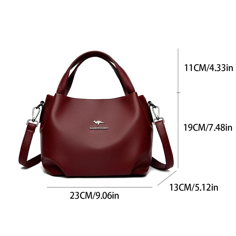 Damen Handtaschen aus weichem Leder Luxus Designer Handtasche Einfarbig Damen Schulter Umhängetasche und Geldbörse Pendler-Tasche