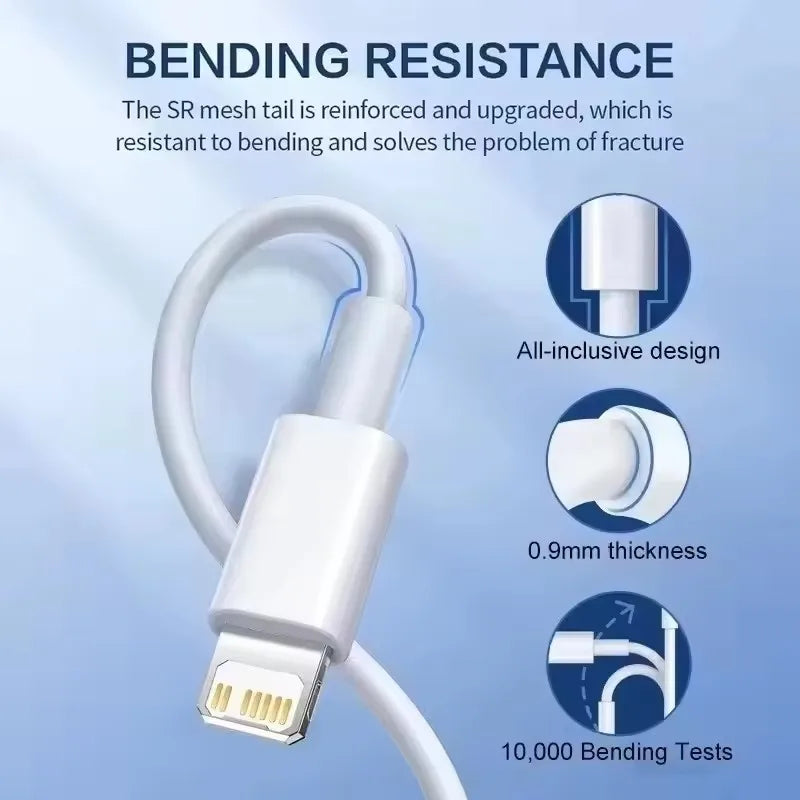 Câble USB de charge rapide original 35W PD pour iPhone 14 8 7 Plus 13 12 11 Pro XS Max XR X Câble de chargeur rapide USB-C 1m 1.5m 2m 3m