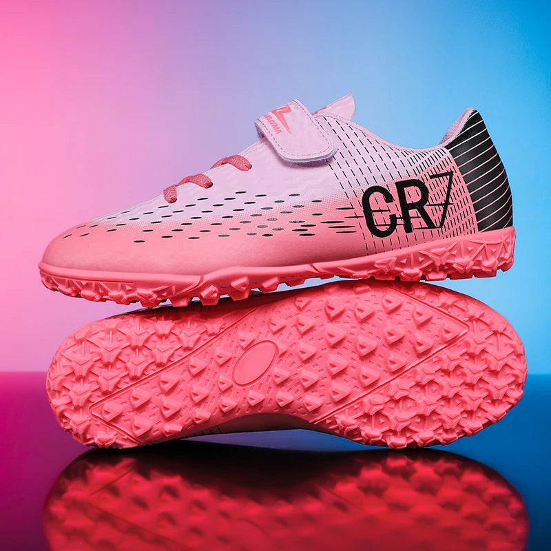 Nouvelles Chaussures de football pour enfants, Chaussures d'entraînement de football d'extérieur pour garçons et filles, Crampons de football à scratch, Baskets de futsal 28-39