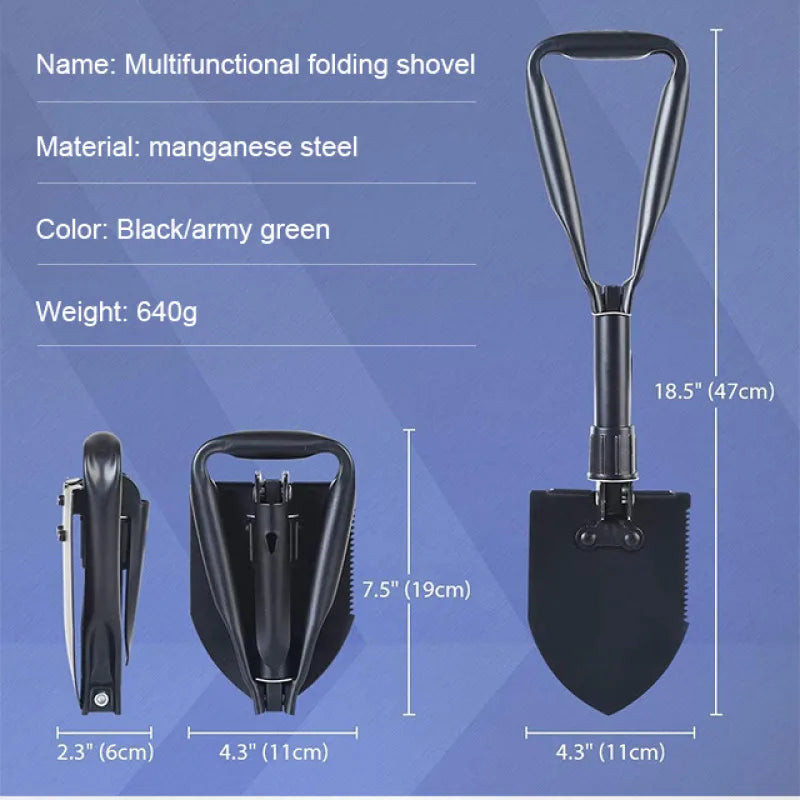 Outdoor 3-in-1 Klappschaufel, tragbare Multifunktions-Camping-Schaufel mit Tasche zum Wandern, Offroad-Fahren, DIY-Projekte zu Hause