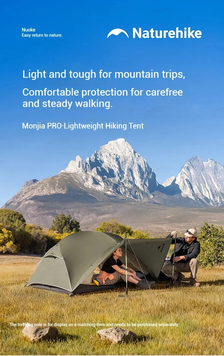 Naturehike Mongar UL BASE PRO 123 People Tent Trekking Backpacking Shelter Tent 20D Nylon Waterproof Ultralight Outdoor Camping