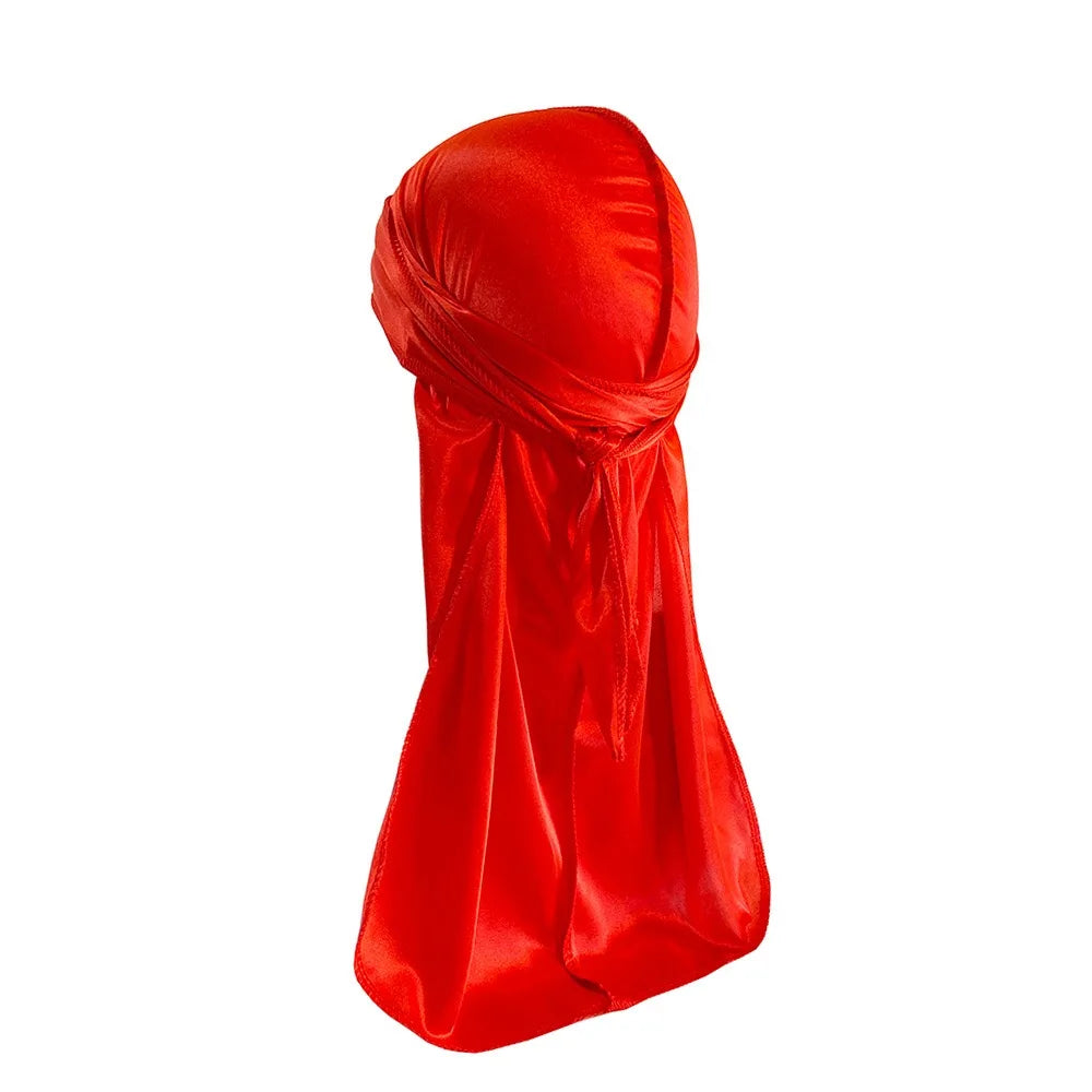 1-4Pcs New Silk Plus (High-Density) Durag Bandana Turban Hat Men Breathable Long Tail Doo Rag for men Durags Pirate Hat Headband