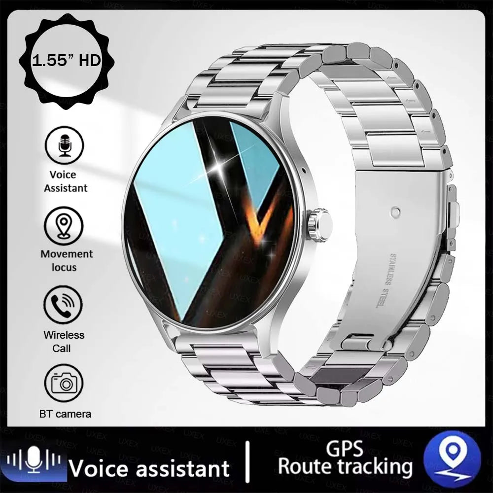 Mode Smartwatch Plus 1.55 HD Für Herren und Damen App-Steuerung BT Anruf Gesundheits-Tracker Benutzerdefiniertes Foto Überraschungsgeschenk Business-Uhren