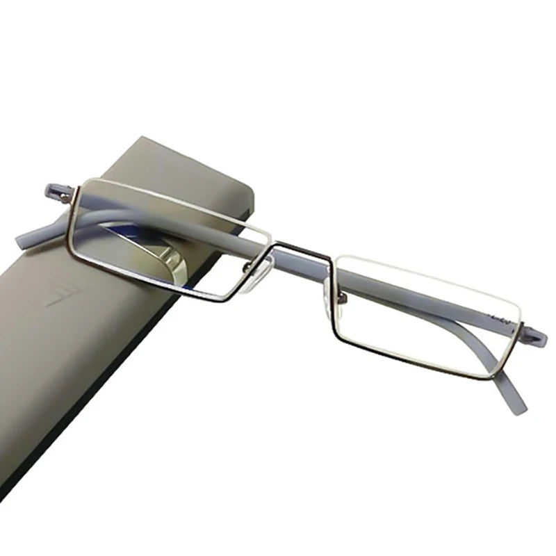 Lunettes Lumière Bleue Homme May Flower en Métal Bleu, Monture Grise Demi-cerclée Pour Presbytie, TR90 avec Lentilles Grossissantes