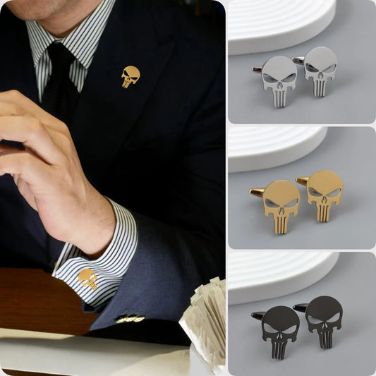 Stainless Steel Skull Man cufflinks Vintage Personalized Design Jewelry Skeleton Cuff Links Party Shirt sleeve Buttons