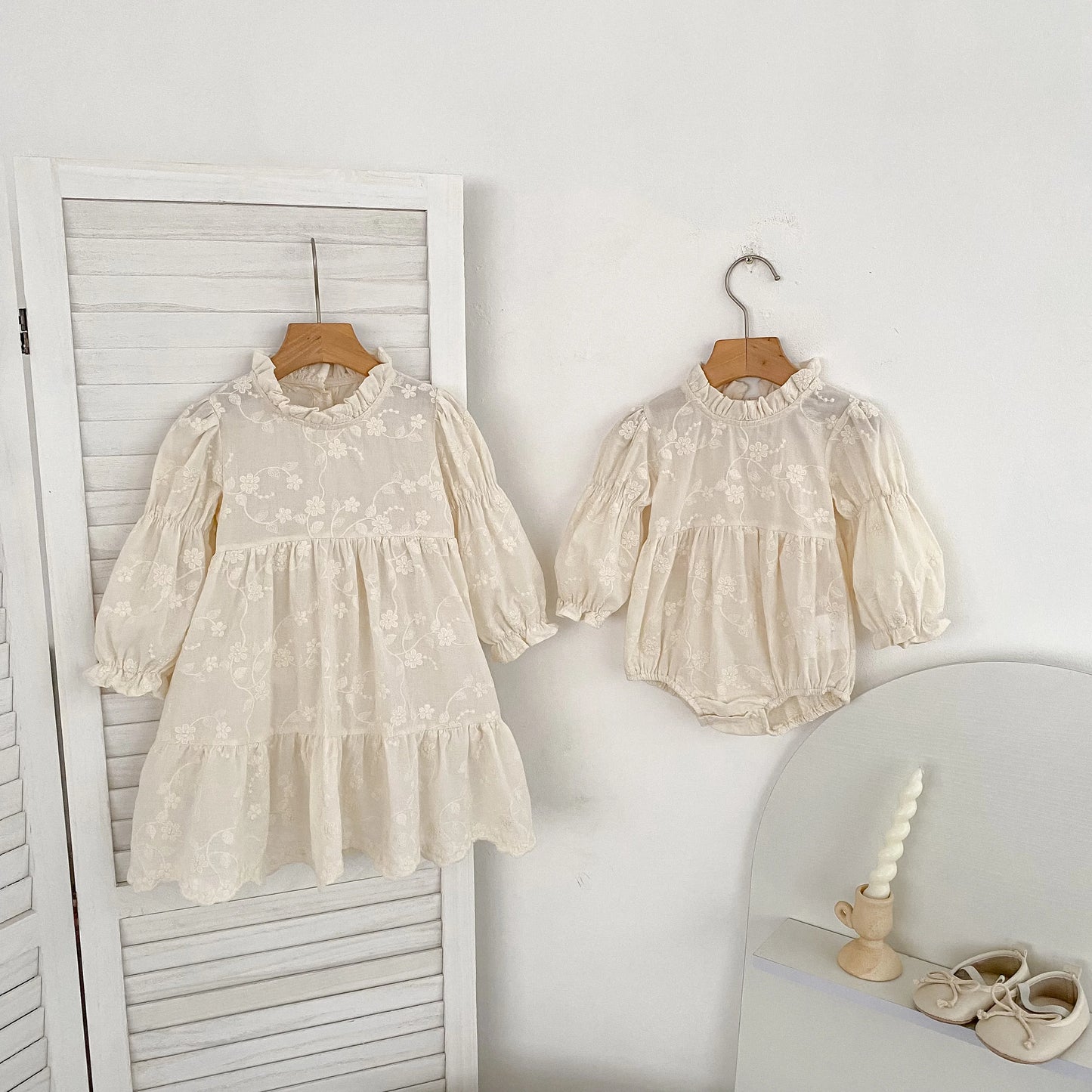 Nouvelle robe de sœur automne 0-6 ans, robe de soirée pour fille, barboteuse brodée pour bébé fille, robe de princesse en coton pour enfants, fête d'anniversaire de sœur