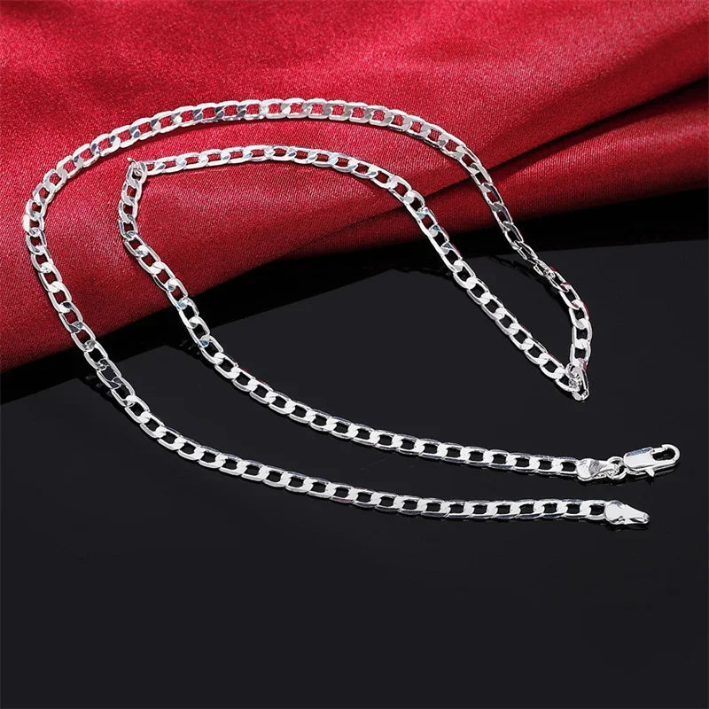 Herren 925 Sterlingsilber Halskette 2/4/6/8/10/12MM 40-75cm Panzerkette Collier Karabinerverschluss Herren Und Damen Verlobungsschmuck