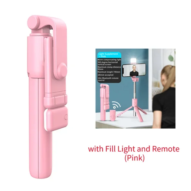 Trépied perche à selfie pour téléphone portable avec télécommande Bluetooth et anneau lumineux pour téléphone