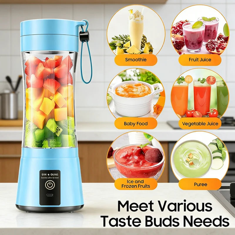 Mini-mixeur de jus domestique 380 ml, presse-agrumes électrique USB rechargeable, mixeur à smoothies portable pour pique-nique en extérieur