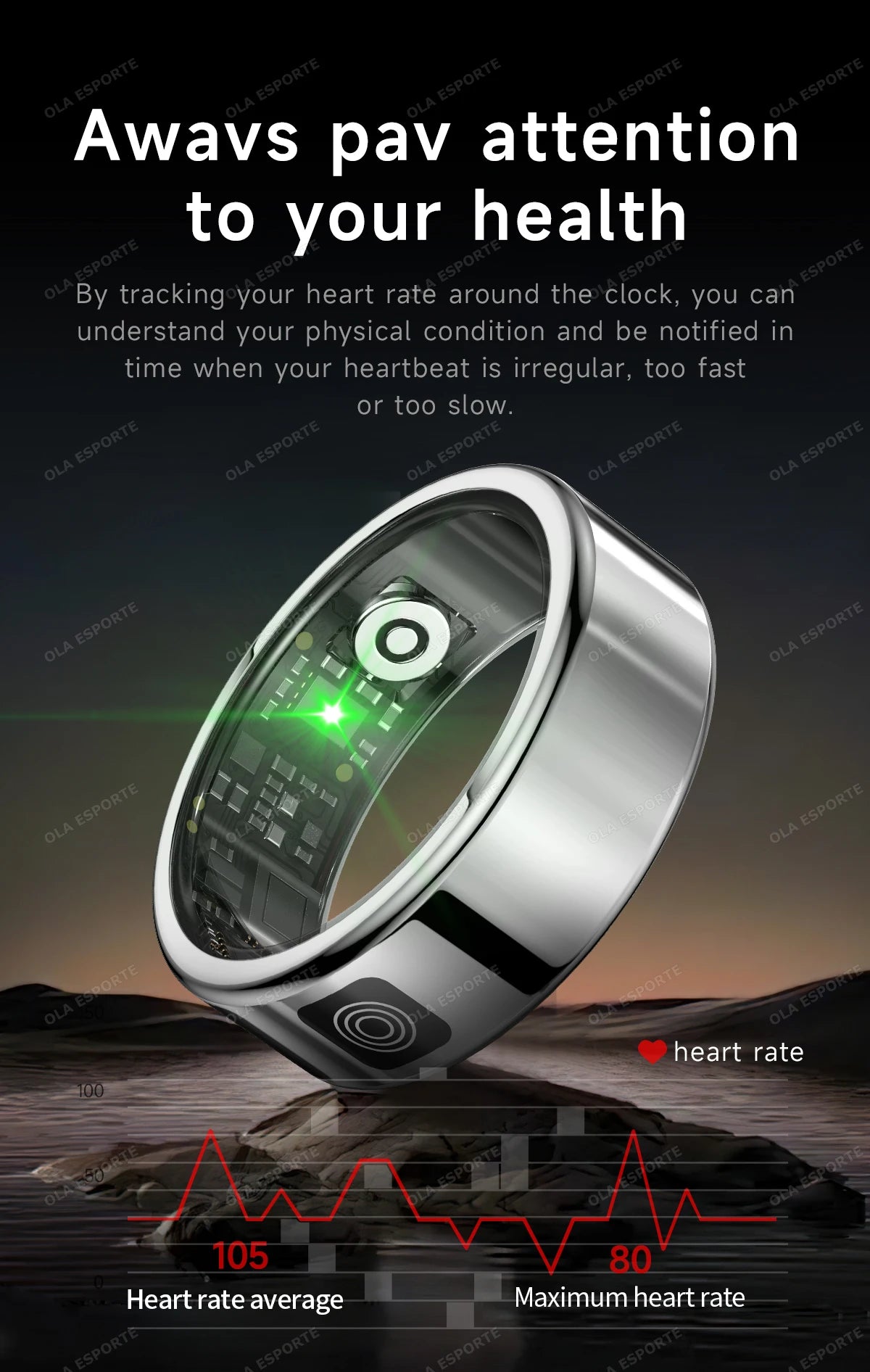New LED Display Screen Smart Ring 5ATM Waterproof Heart Rate Sleep Multi Function Fitness Sports Rings Pedometer Men's women's