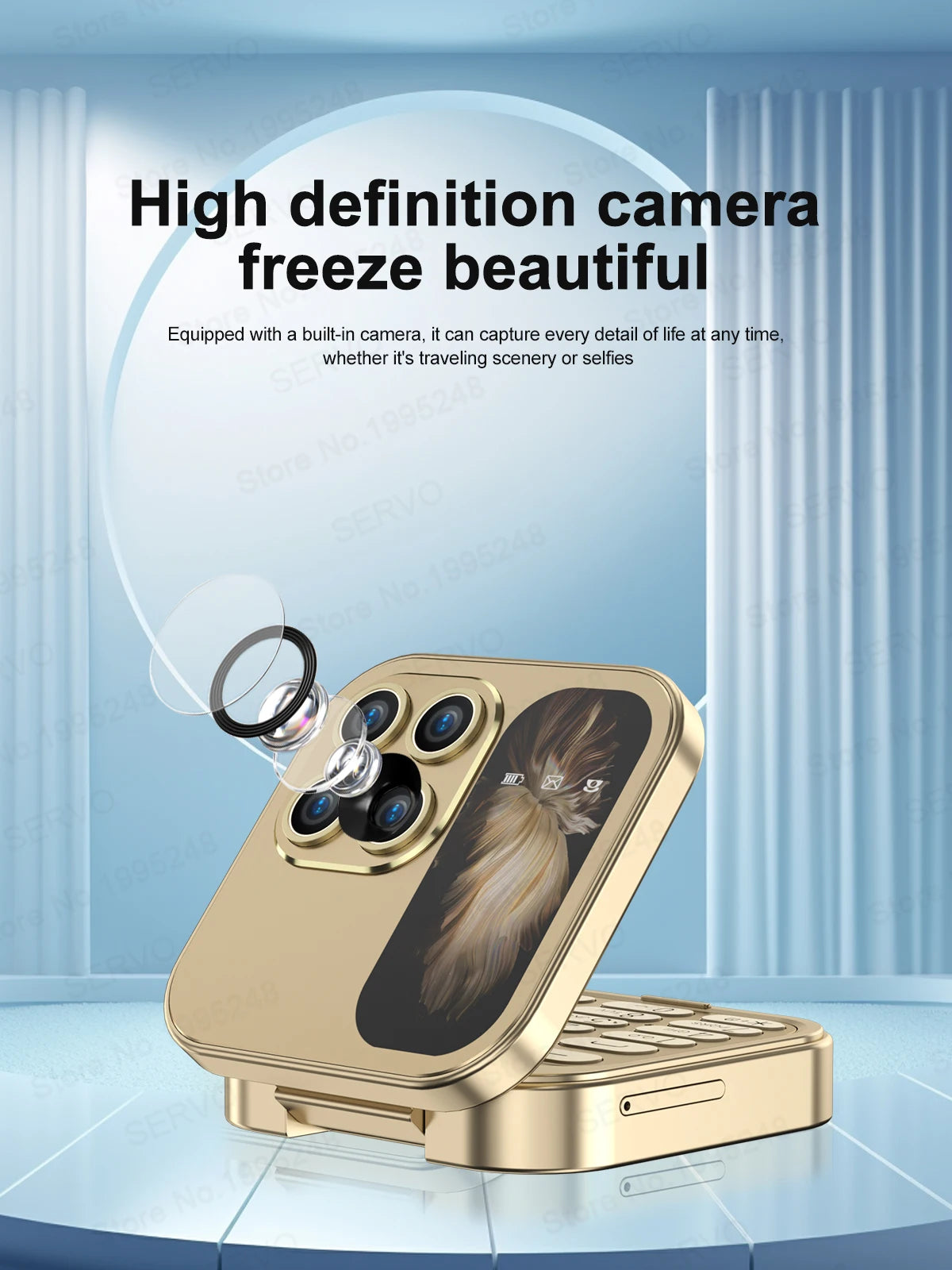 SERVO i17 Mini Flip Mobile Phone 2G Network 1.77inch Screen Dual SIM Flashlight Speed Dial FM Radio Small Fashion Foldable Phone