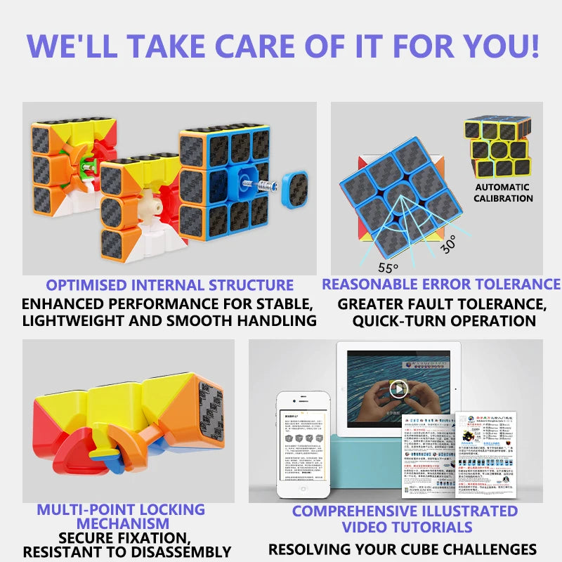 sengso Speed Cube 3x3 | Carbon Fiber Sticker Cube - Leichtgängiger Würfel Professioneller Schneller Puzzle-Würfel für Wettkämpfe Kinder & Erwachsene