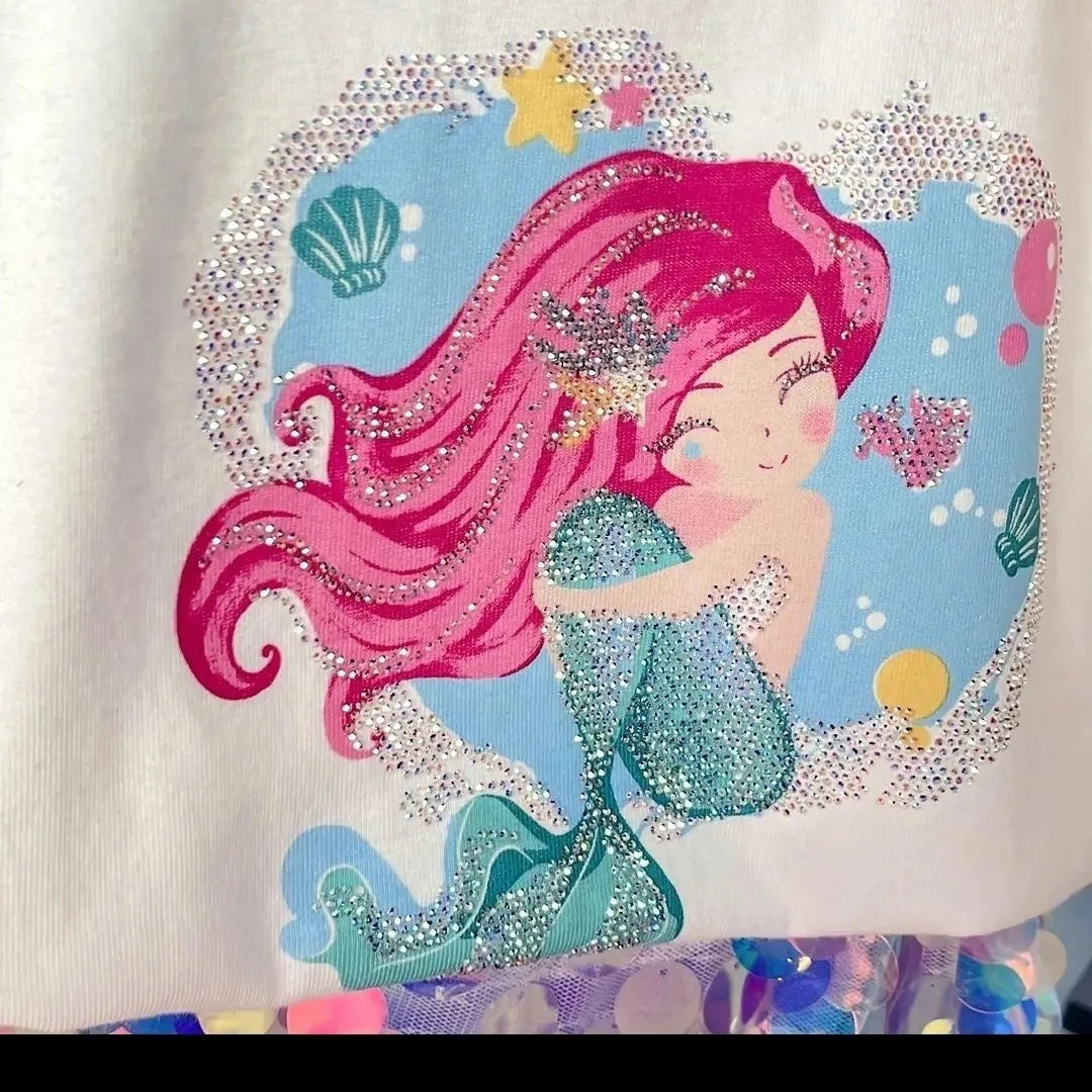 2025 Neues Mädchen-T-Shirt Kurzarm Frühling/Sommer Kinderkleidung Neuer Stil Super Western Glitzer-Fischschwanzrock