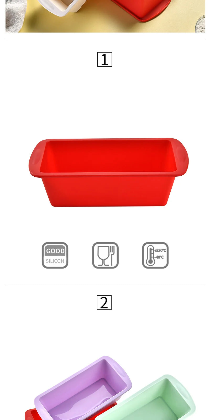 2 Stücke/Set Mini Kastenform Brot Toast Silikonform Rechteckige Kuchenform Käsekuchenform Backform Brot Backblech