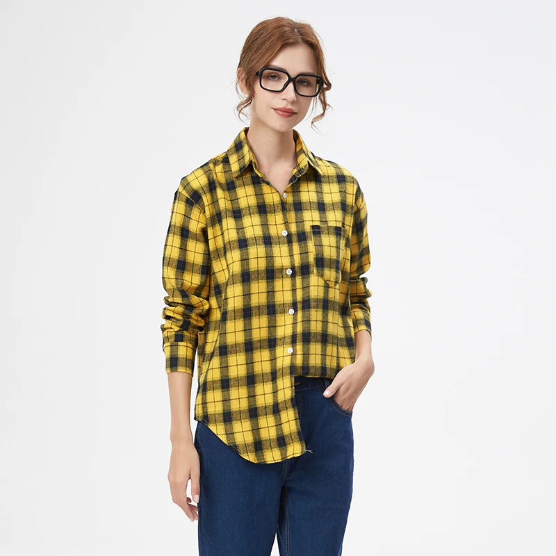 Women's Plaid Shirt 2025 New Ladies Loose Casual Blouse and Tops Fresh College Style Female Long Sleeve Shirts Women Clothes