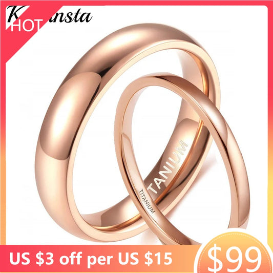 Kolmnsta 2mm 4mm Thin Ring for Women Titanium Rose Gold Plated Classic for Male Female Wedding Engagement Band Couple