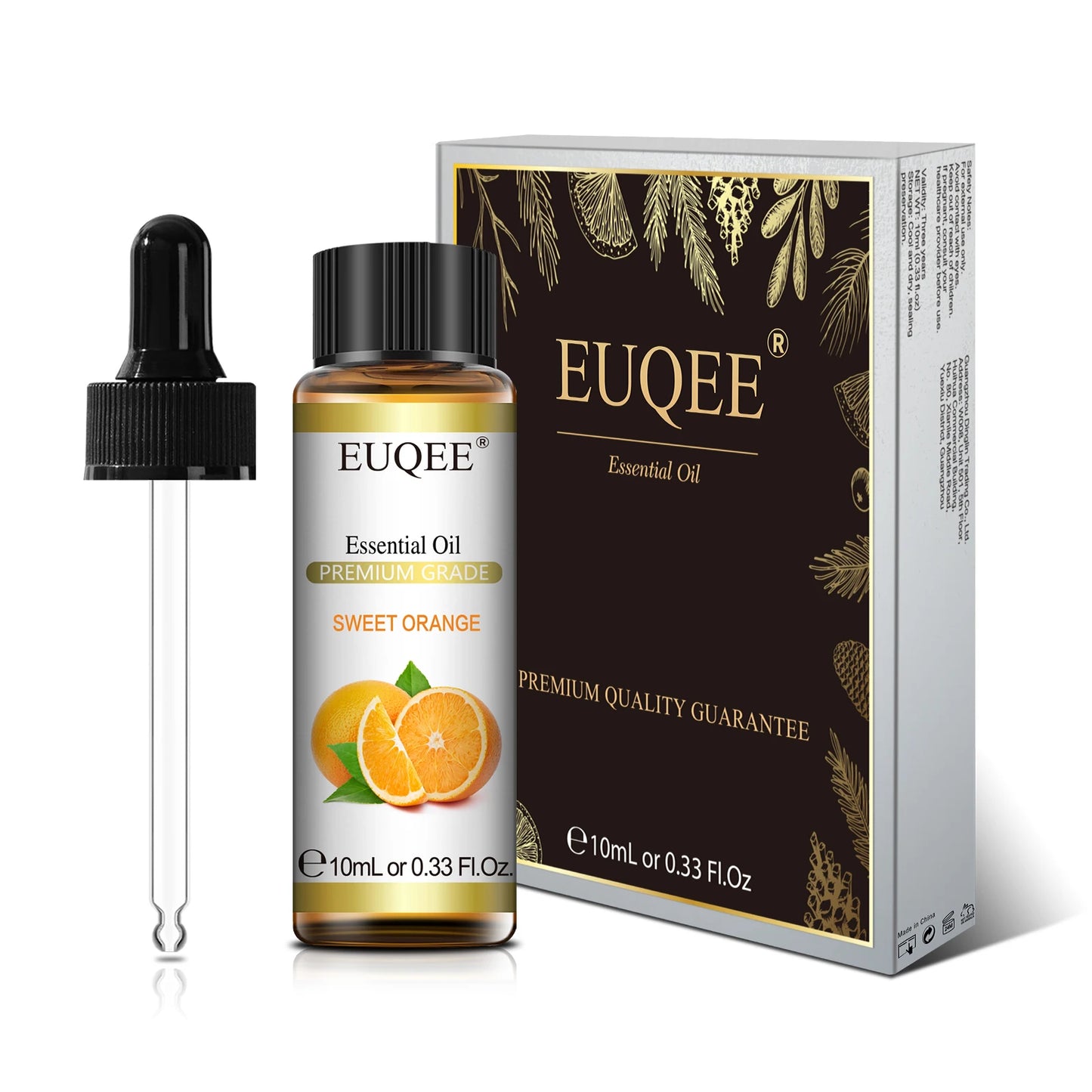 EUQEE Huile essentielle pure de 10 ml avec compte-gouttes Bergamote Rose Cannelle Lavande Jasmin Eucalyptus Vanille Set d'huiles essentielles aromatiques